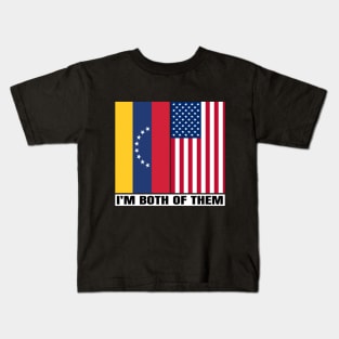 Half Venezuelan Half American Heritage USA Roots & Venezuela DNA Family Flag Design Kids T-Shirt